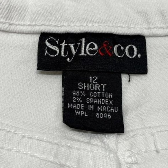 Style & Co Jeans Women’s 12 Short White Straight Leg Mid Rise Denim Jean GUC - Picture 7 of 8